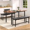 Modern 3-Piece Dining Set with Expandable Kitchen Table and 2 Backless Benches