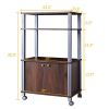 Modern 3-Shelf Kitchen Baker’s Rack Cart on Wheels in Brown Wood Finish
