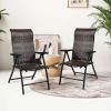Outdoor Folding Steel Frame Rattan Patio Chair with Armrest in Brown