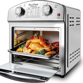 Stainless Steel 12.5 Qt Air Fryer, Dual Knob Control, 60-Min Timer