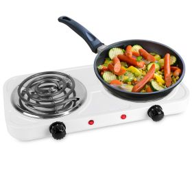 2 Color Options -- 1Pc 2000W Electric Double Burner Portable Coil Heating Hot Plate Stove Countertop RV Hotplate