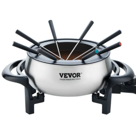 VEVOR Electric Fondue Pot Set For Cheese & Chocolate, 3 Quart Chocolate Melting Warmer, Stainless Steel Fondue Maker