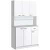 HOMCOM Freestanding Kitchen Buffet with Hutch, White, 71", Storage Cabinets, 6 Doors, 3 Adjustable Shelves, Drawer