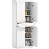 HOMCOM Modern Kitchen Pantry Cabinet Storage with with 4 Doors, Drawer and 3 Adjustable Shelves for Dining Room, White|