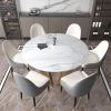 59.1" Affordable Luxury Modern Round Sintered Stone Dining Table White Seats 6-8 People