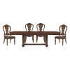 Lavish Style Formal Dining 5pc set Dining Table w Extension Leaf and 4x Side Chairs Dark Oak Finish Wooden Furniture