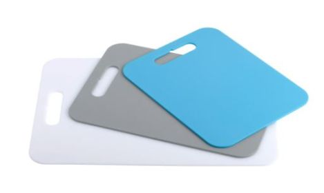 Architec 3-Piece Poly Reversible Cutting Boards Set, Assorted Sizes, Blue