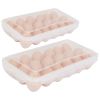 2Pcs Egg Holder Stackable Plastic Egg Storage Box Egg Rack for Refrigerator with 18 Cavity Per Container Dishwasher Safe