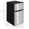 3.2 Cu Ft Compact Refrigerator, Mini Fridge with Freezer, Adjustable Shelves and Reversible Doors for Bedroom, Silver