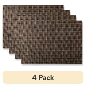 4-Pack Woven Vinyl Table Placemats – Tobacco Color, 13"x18", Durable & Easy to Clean