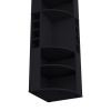 FM FURNITURE Clifton Corner Bar Cabinet, with 5 shelves,Cup Hanger and Eight Built-in Wine Rack, Black