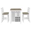 TREXM 5-Piece Multi-Functional Rubber Wood Counter Height Dining Set with Padded Chairs and Integrated 9 Bar Wine Compartment