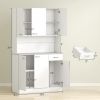 HOMCOM Freestanding Kitchen Buffet with Hutch, White, 71", Storage Cabinets, 6 Doors, 3 Adjustable Shelves, Drawer