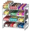 4 Tiers Stackable Can Rack Organizer for up to 48 Cans for Kitchen Cabinet and Pantry (Silver)