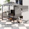 8' x 5' Grill Gazebo, Double Tiered Barbecue Grill Gazebo Shelter with Side Awning, 2 Side Shelves, 6 Hooks, Light Grey