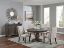 Traditional Formal 5pc Dining Set Round Table 4x Side Chairs Pedestal Base Oak Finish Table Wingback Design Chair Upholstered Cushion Dining Room