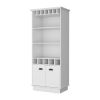FM FURNITURE Sophia Bar Cabinet with Glassware Rack and Five Bottle Racks, White