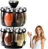 12 Glass Jar Bottles Set Revolving Spice Rack Organizer Storage for kitchen, Spice Stand Holder