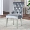 Glam Silver And Dark Gray 9pc Dining Set Table w Leaf Wingback Chairs Acrylic Tufted Dining Room Furniture