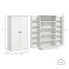 HOMCOM 41" Kitchen Sideboard Cabinet with 5-Tier Shelving 12 Spice Racks Adjustable Shelves, White
