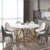 59.1" Affordable Luxury Modern Round Sintered Stone Dining Table White Seats 6-8 People