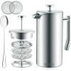 Stainless Steel French Coffee Press, with Double Wall and Extra Filters 34oz
