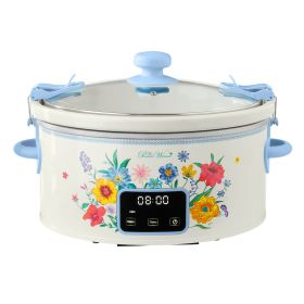 6-Quart Slow Cooker, Locking Lid, Digital, Brilliant Blooms, Model PW8400778514-7