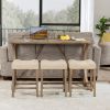 4-Piece Bar Table Set with Power Outlet, Dining Bar Table and Chairs Set,Bar Table Set with 3 Padded Stools for Living Room, Dining Room, Game Room